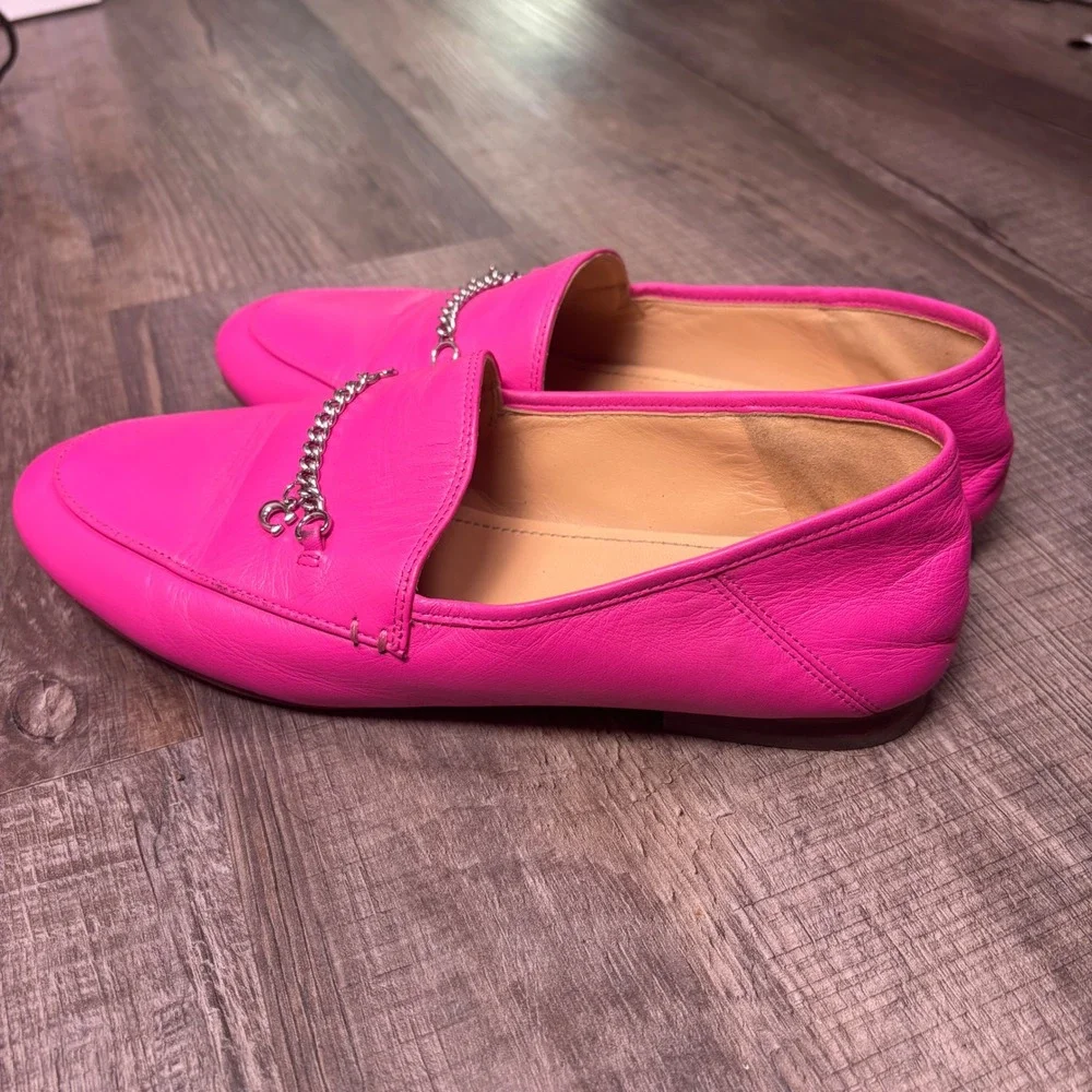 Coach pink fuchsia leather Hanna penny loafers luxury flats women 8 dopamine